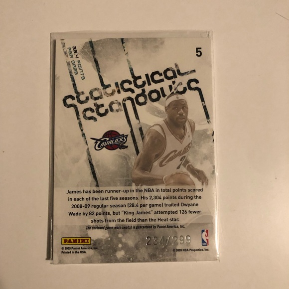2009 Panini Statistical Standouts Lebron James - Picture 2 of 2